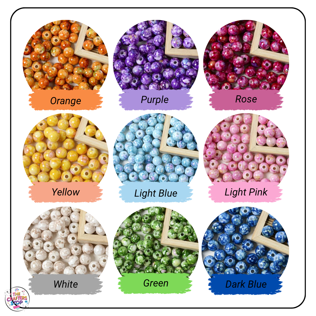 Ink Splat Style Beads - 8mm
