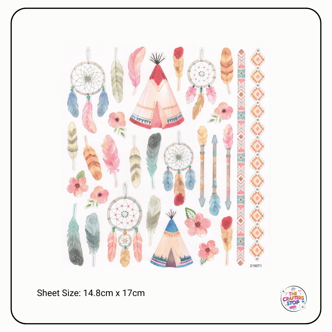 Boho Dreamcather Scrapbooking Sticker Sheet