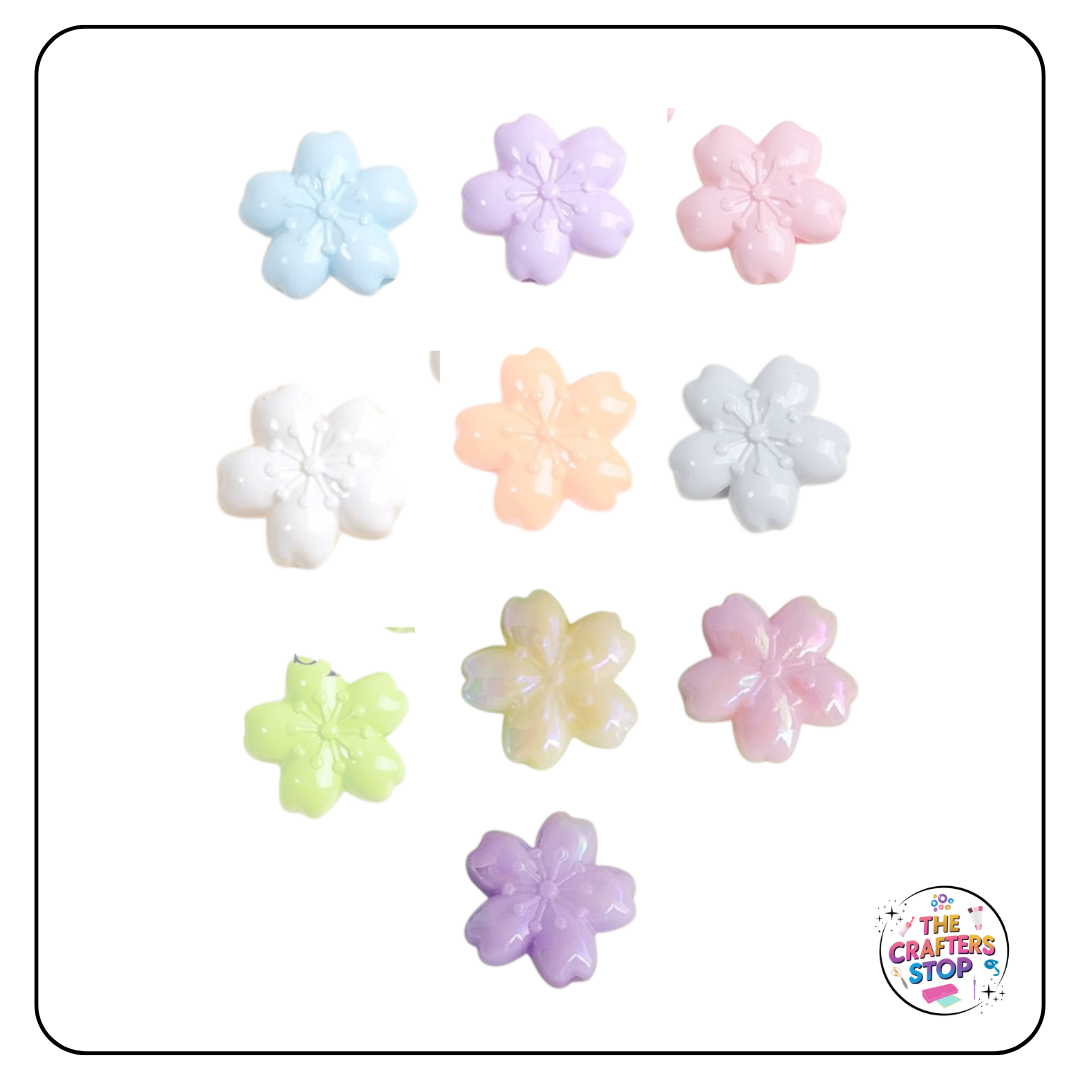 Large Acrylic Iridescent Sukura Flower Beads - Perfect for DIY Pens