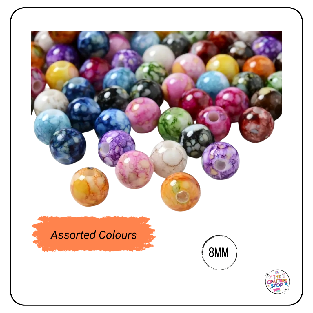 Ink Splat Style Beads - 8mm