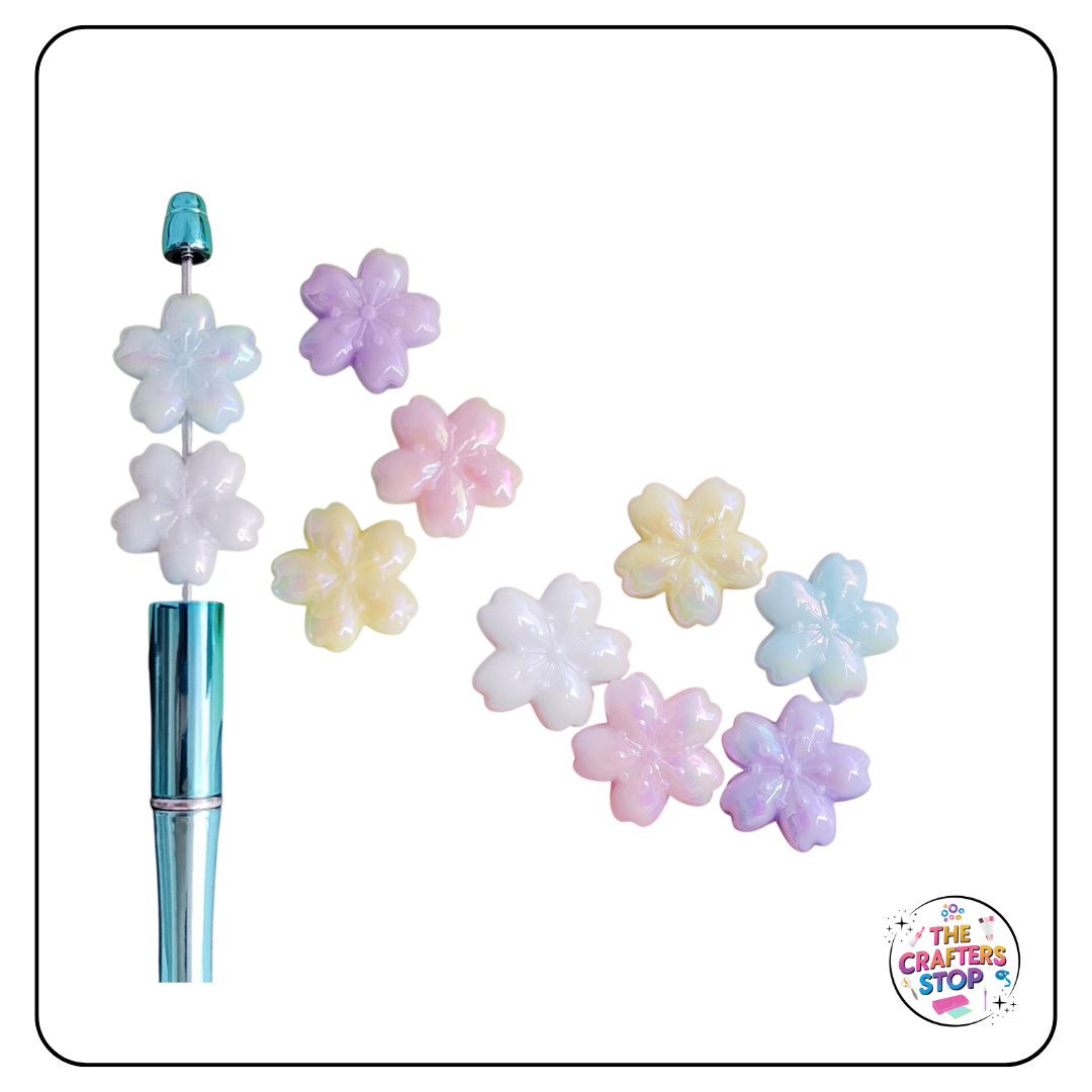 Large Acrylic Iridescent Sukura Flower Beads - Perfect for DIY Pens