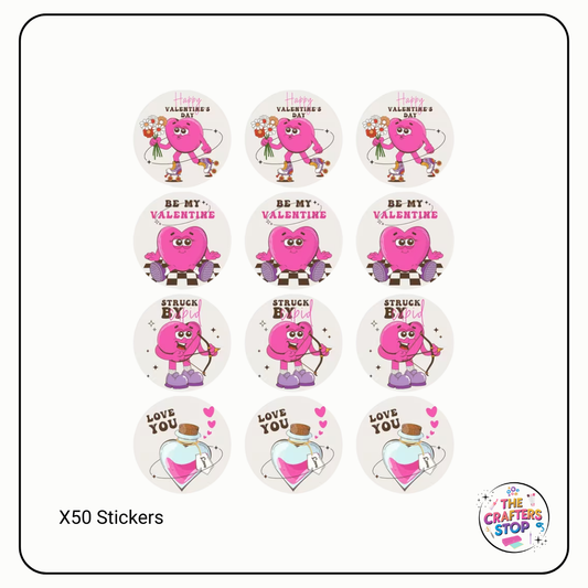 Cartoon Valentines Day Scrapbooking Stickers