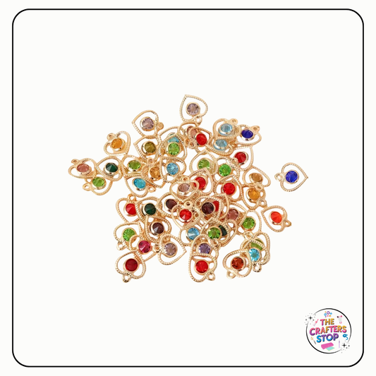 Metal Heart with Gem Charms