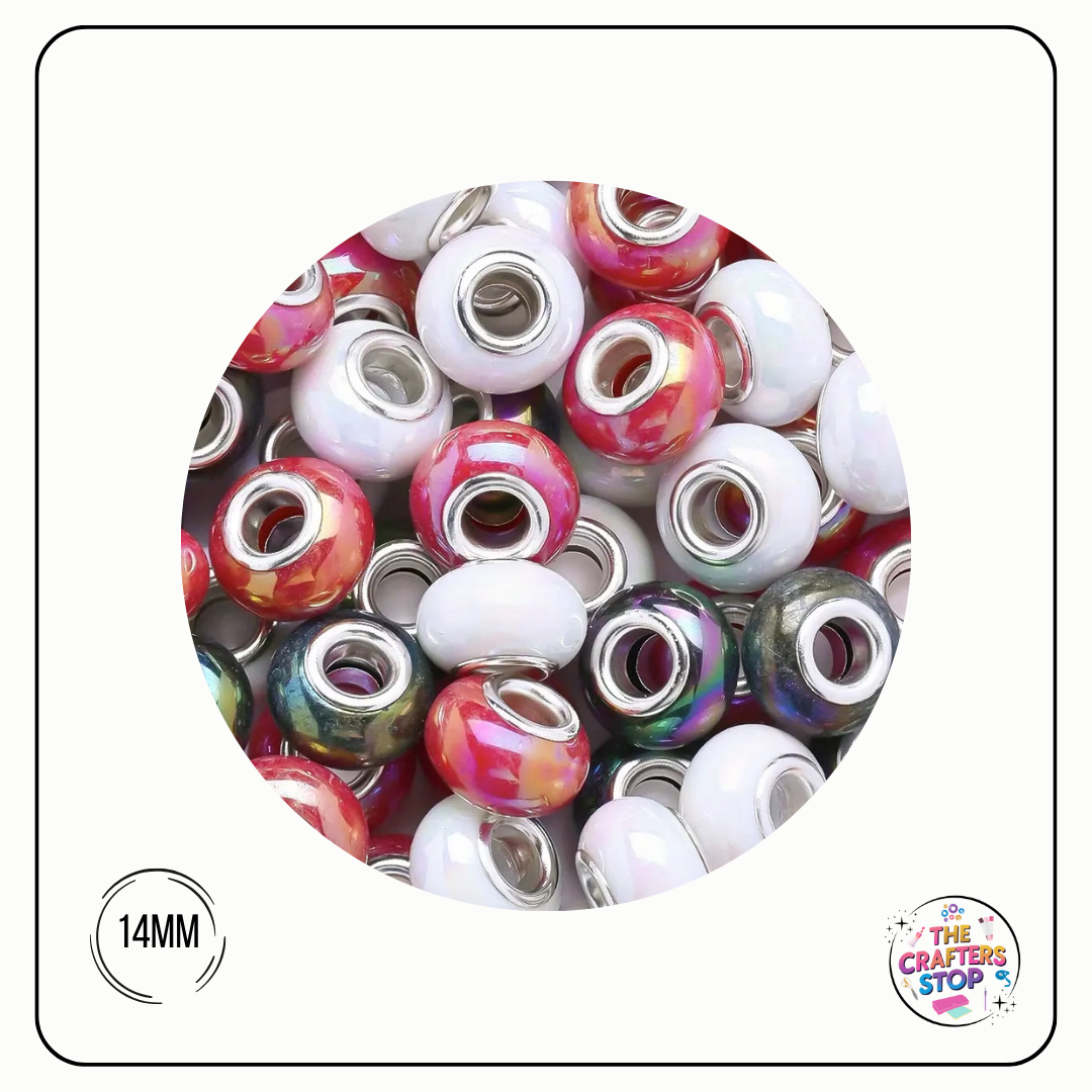 Large Hole Acrylic Decorative Beads - Red/Black Theme