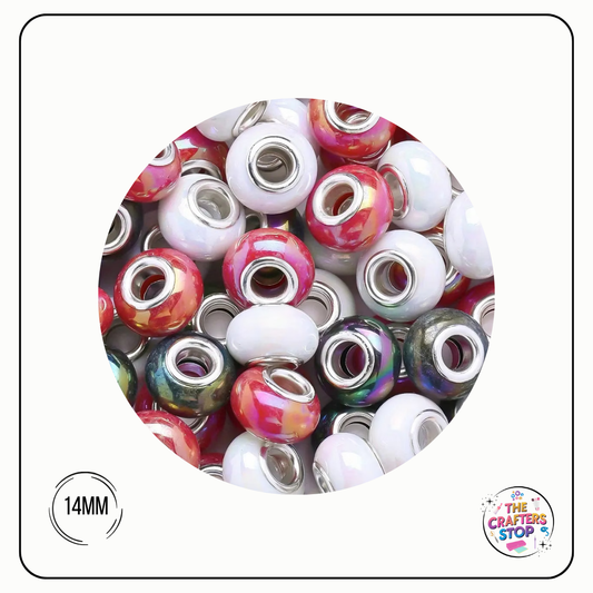 Large Hole Acrylic Decorative Beads - Red/Black Theme