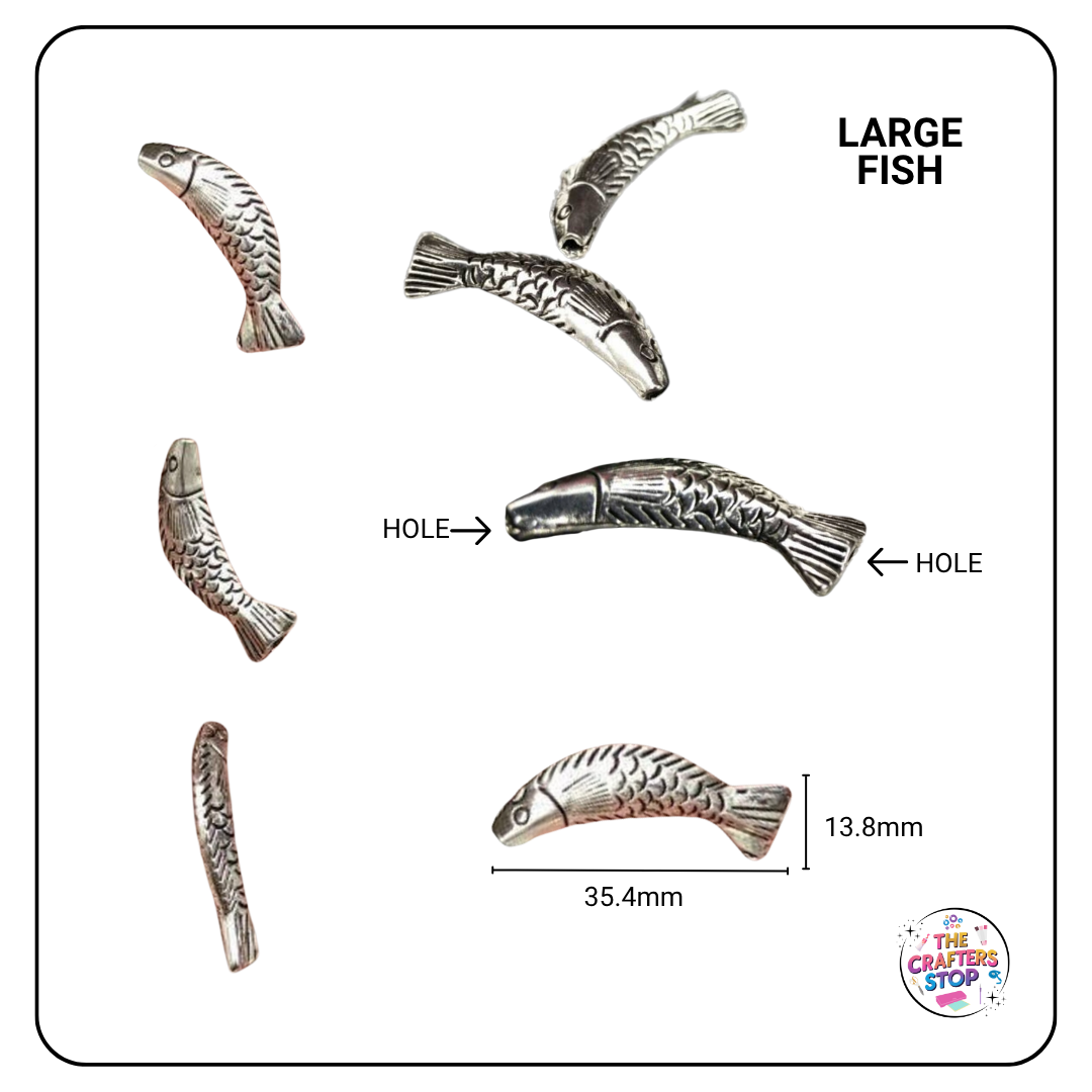 Metal Silver Fish Beads (Assorted designs)