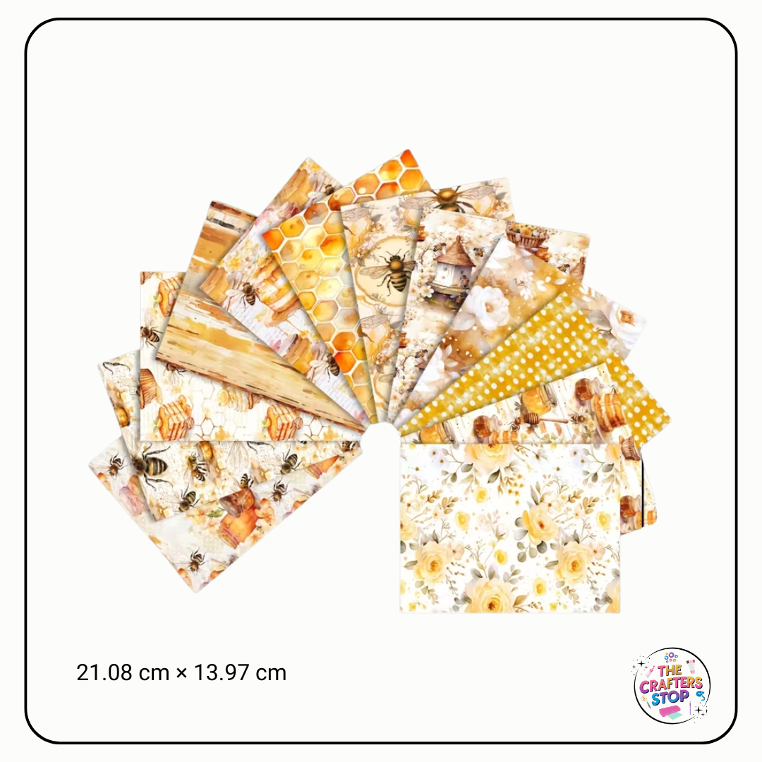 Beautiful Bee Designed Pattern Papers 24 Sheets