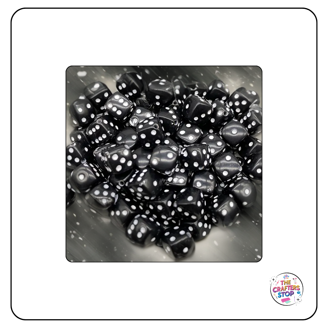 Dice Beads - White, Black or Coloured