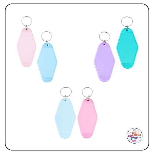 Acrylic "Hotel" Style Blank Keyring - 6 Colours
