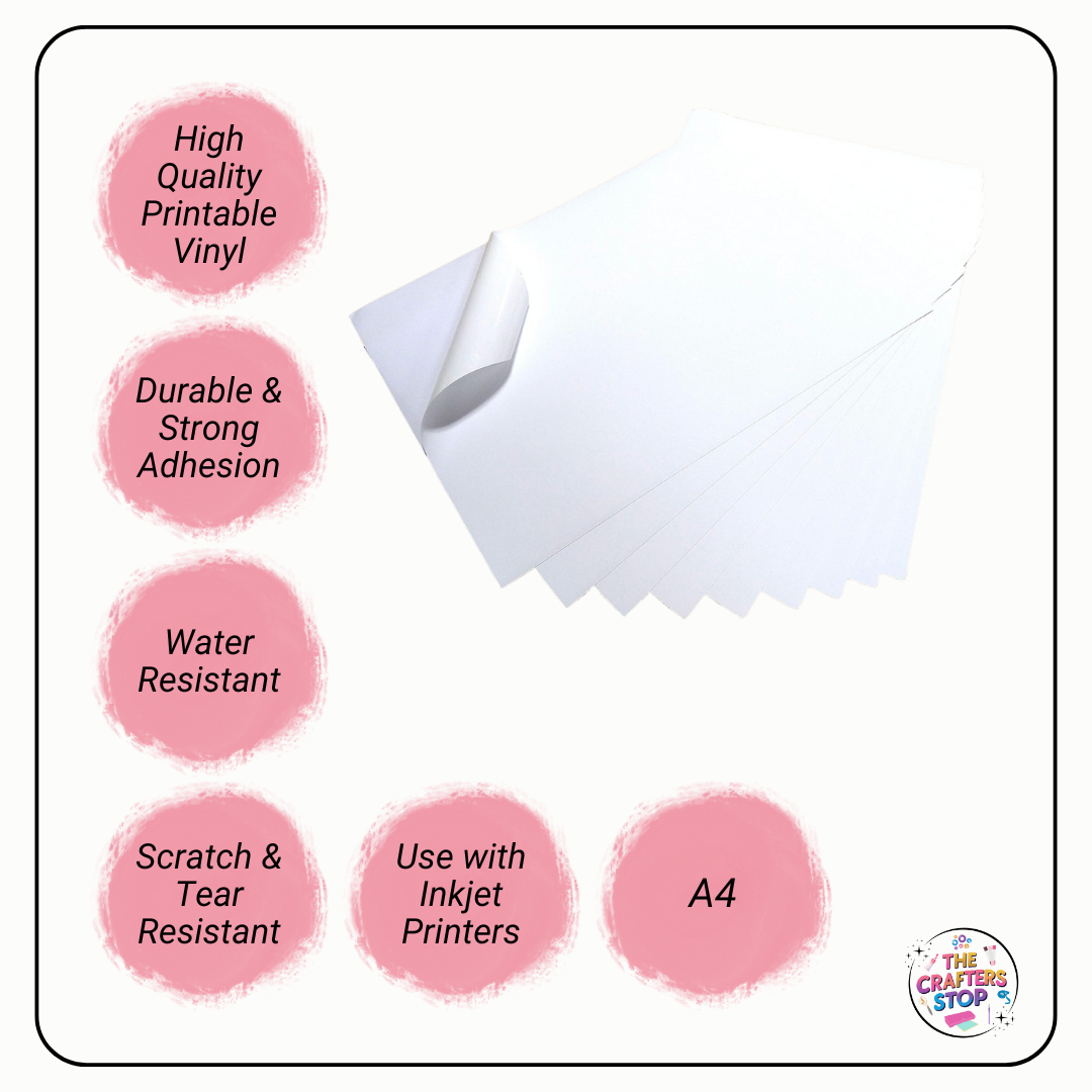 A4 Printable Adhesive VINYL Sheets - Inkjet