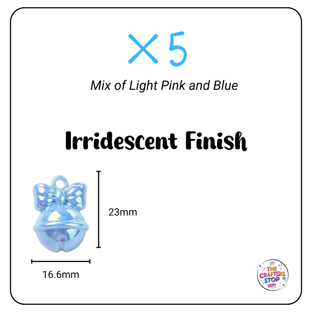 Acrylic Irridesent Bell with Bow Charms