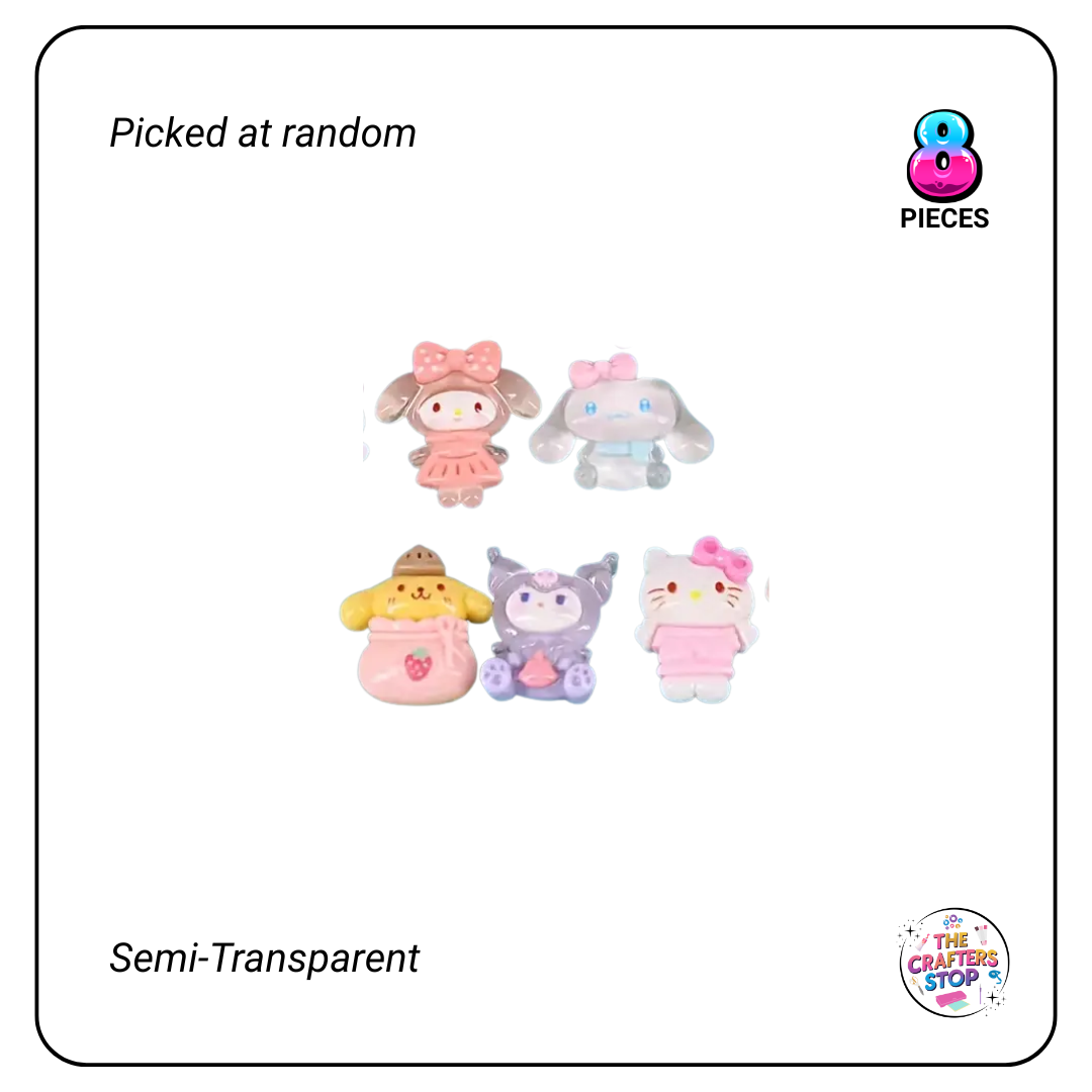Resin Sanrio Semi-Transparent Embellishments - X8pcs