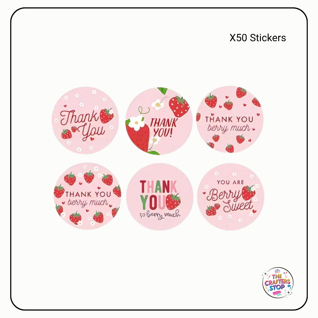 Strawberry Themed "Thank you" Stickers