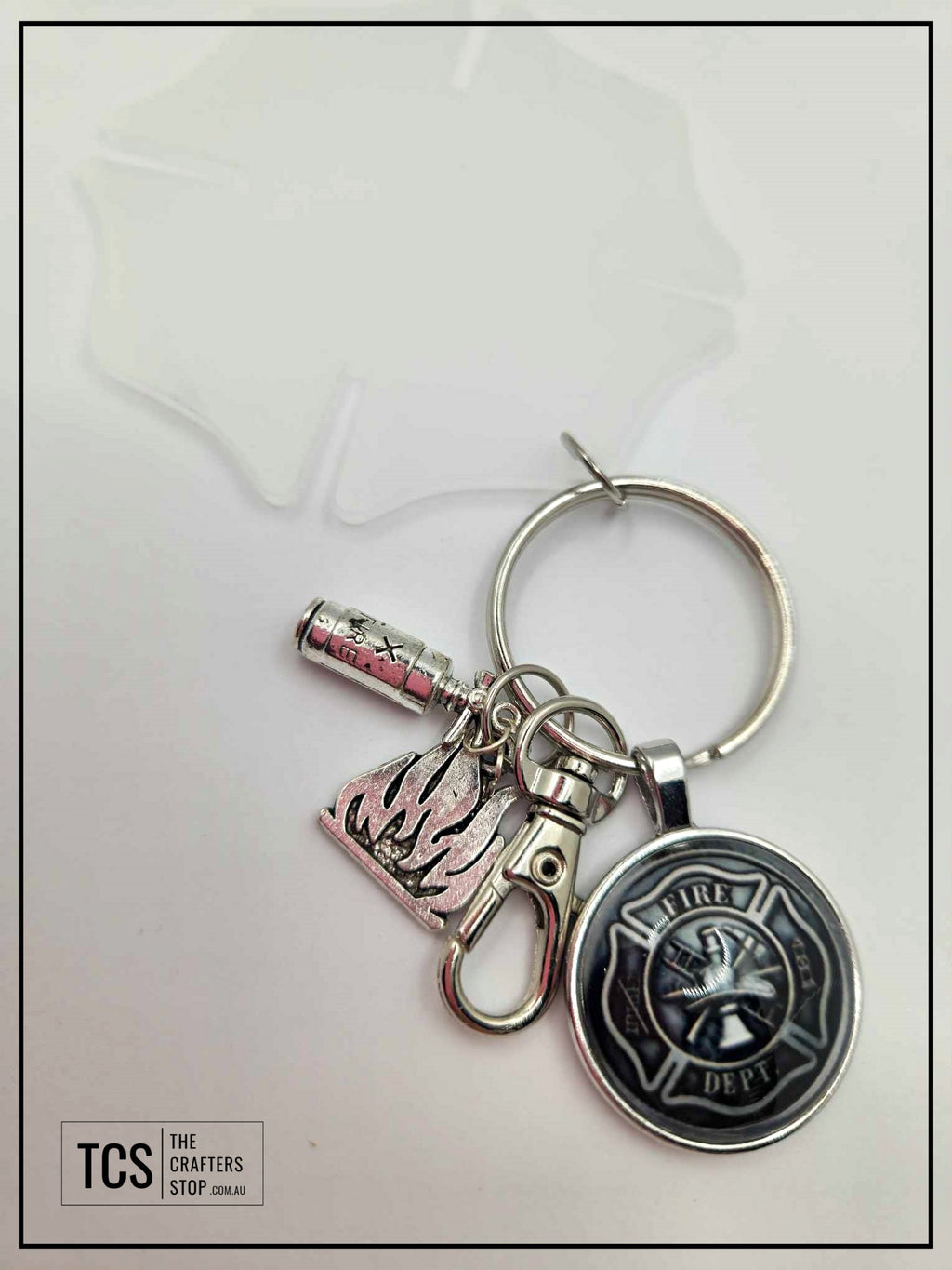 Fire Fighter Cross Acrylic/Metal Keyring
