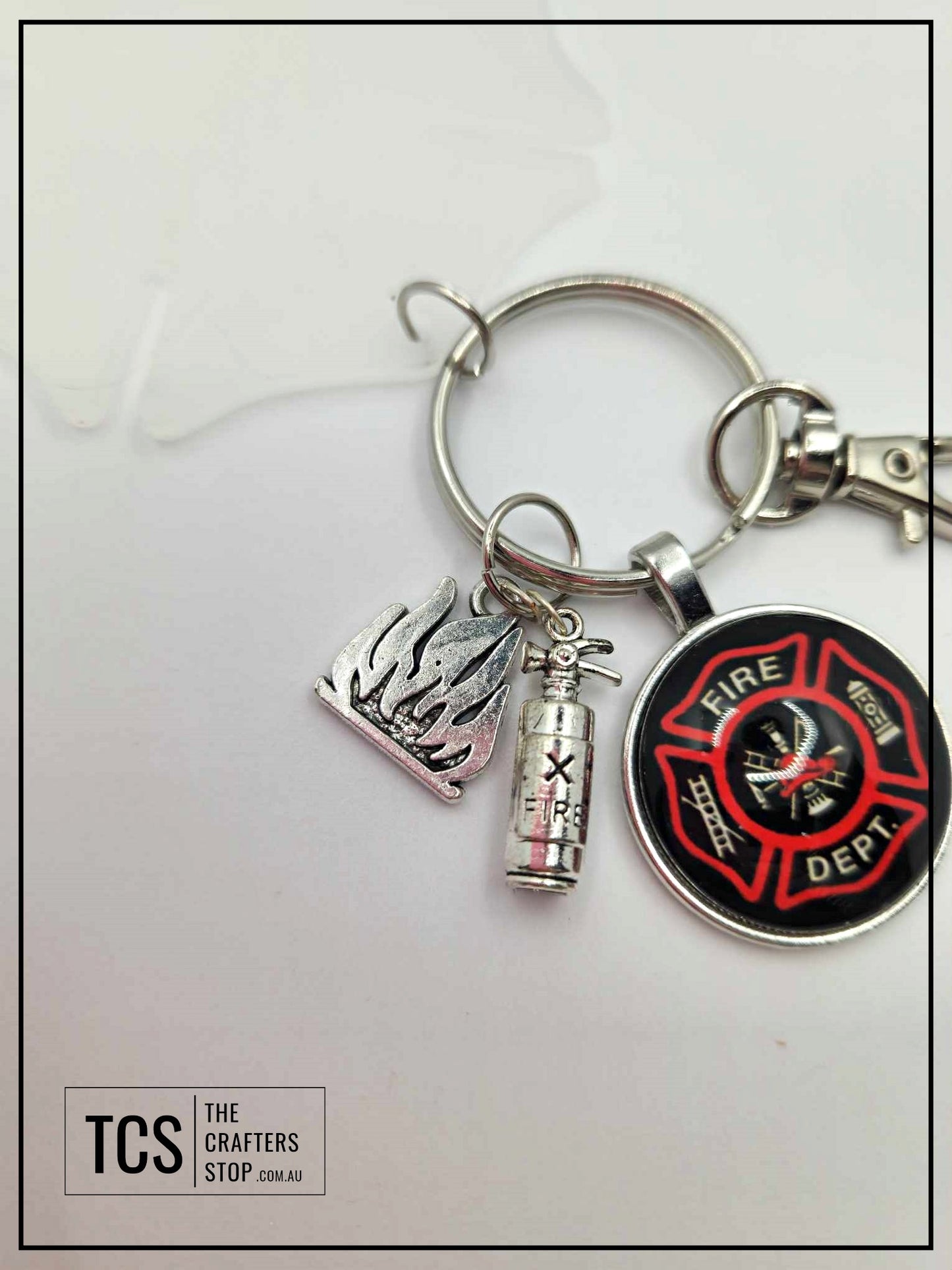 Fire Fighter Cross Acrylic/Metal Keyring