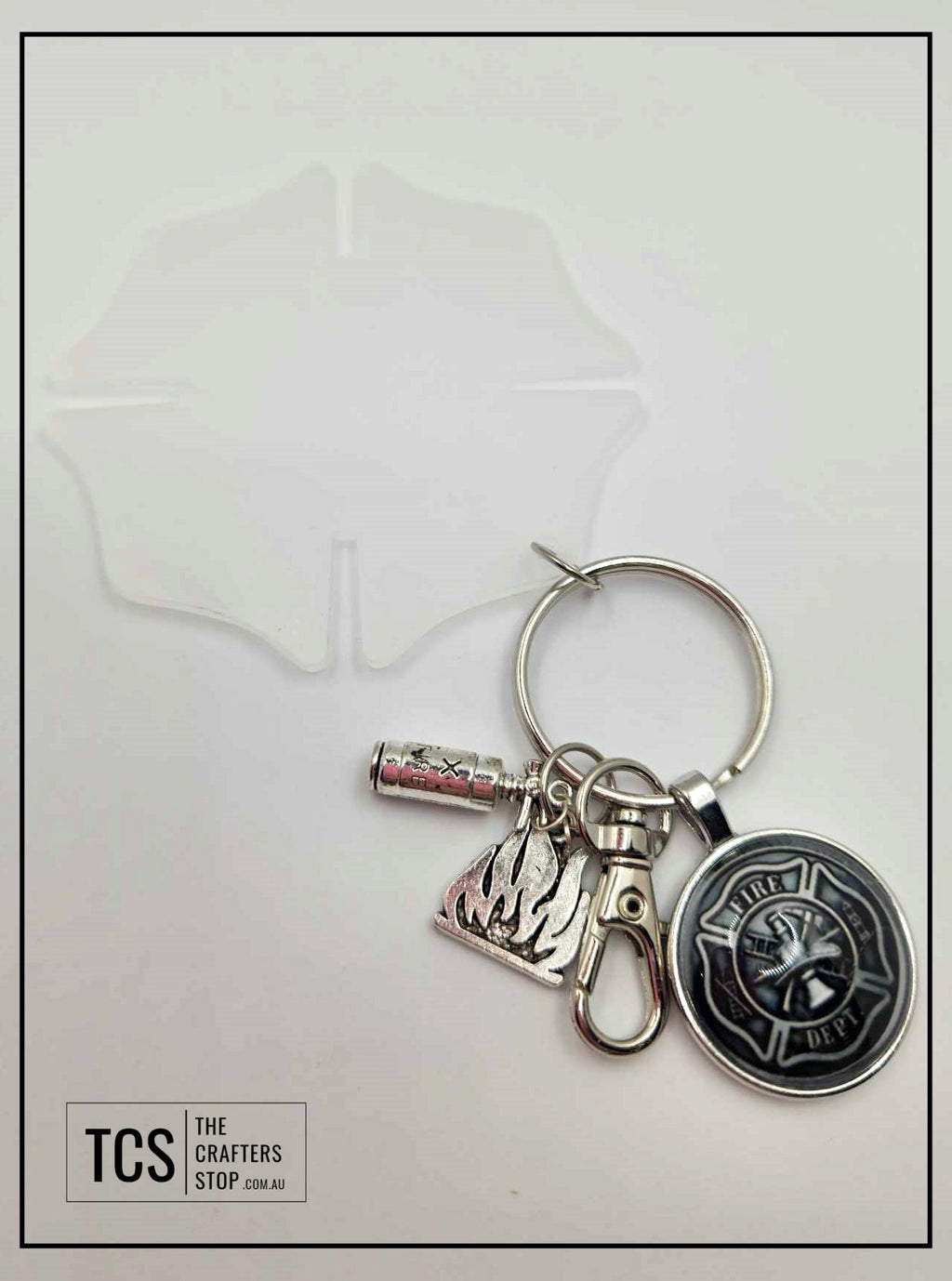 Fire Fighter Cross Acrylic/Metal Keyring