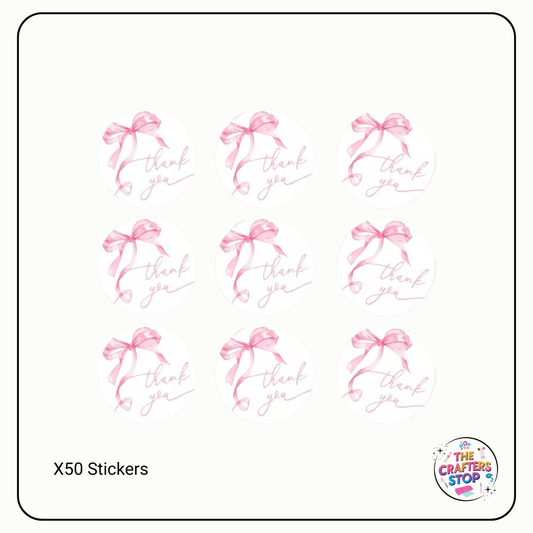 Pink Bow "Thank you" Scrapbooking Stickers