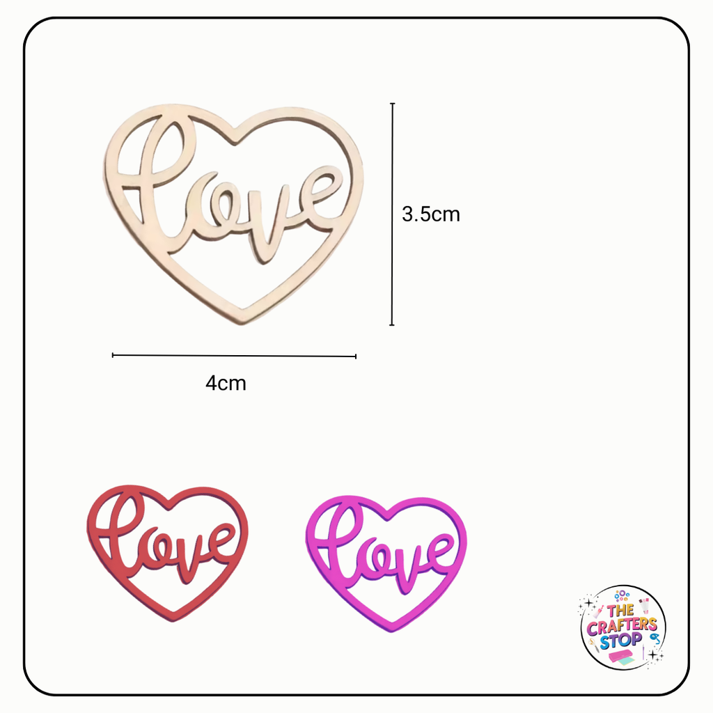 Wooden "Love" Heart Shape Cutouts