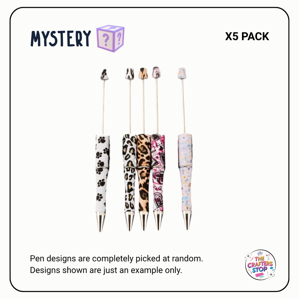 Mystery Pack of Printed DIY Beadeable Pens (5 or 10)