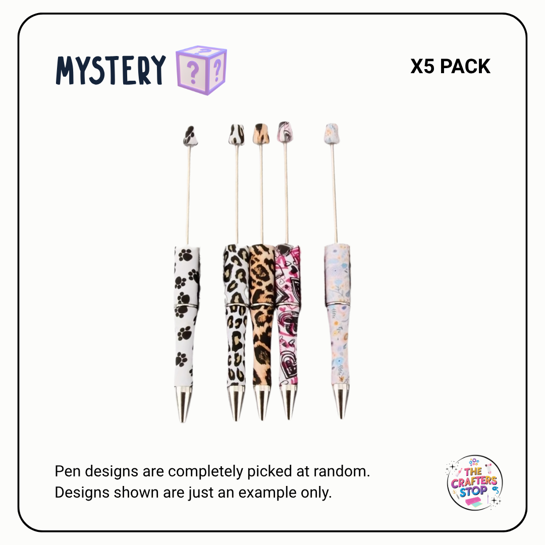 Mystery Pack of Printed DIY Beadeable Pens (5 or 10)