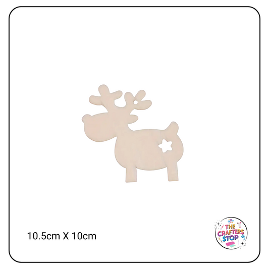 Christmas Wooden Cutout Shapes - Chubby Reindeer