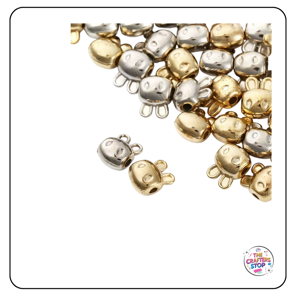 Acrylic Metallic Bunny Rabbit Beads - Perfect for DIY Pens