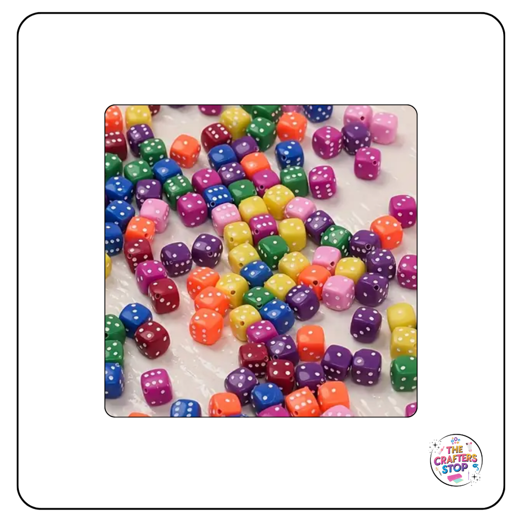 Dice Beads - White, Black or Coloured