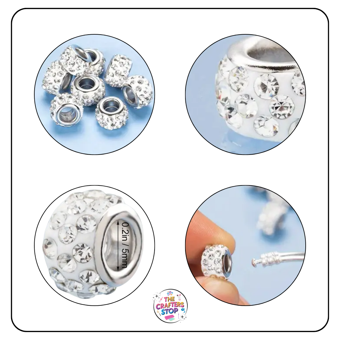 Large Hole Rhinestone Sparkly Beads