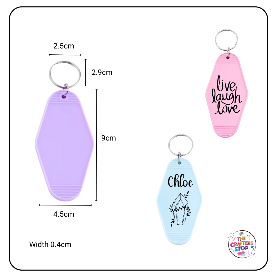 Acrylic "Hotel" Style Blank Keyring - 6 Colours