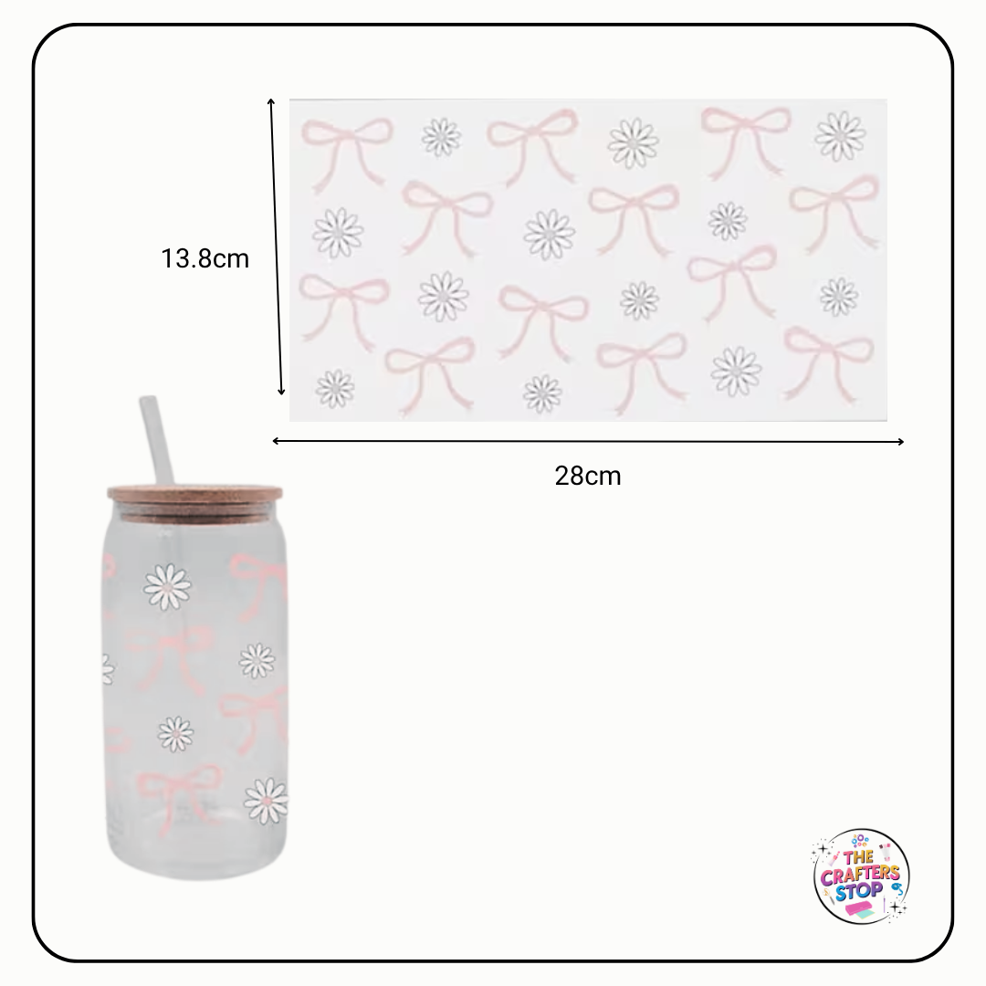 Pink Bow & Daisy UV Waterproof Stickers/Wrap
