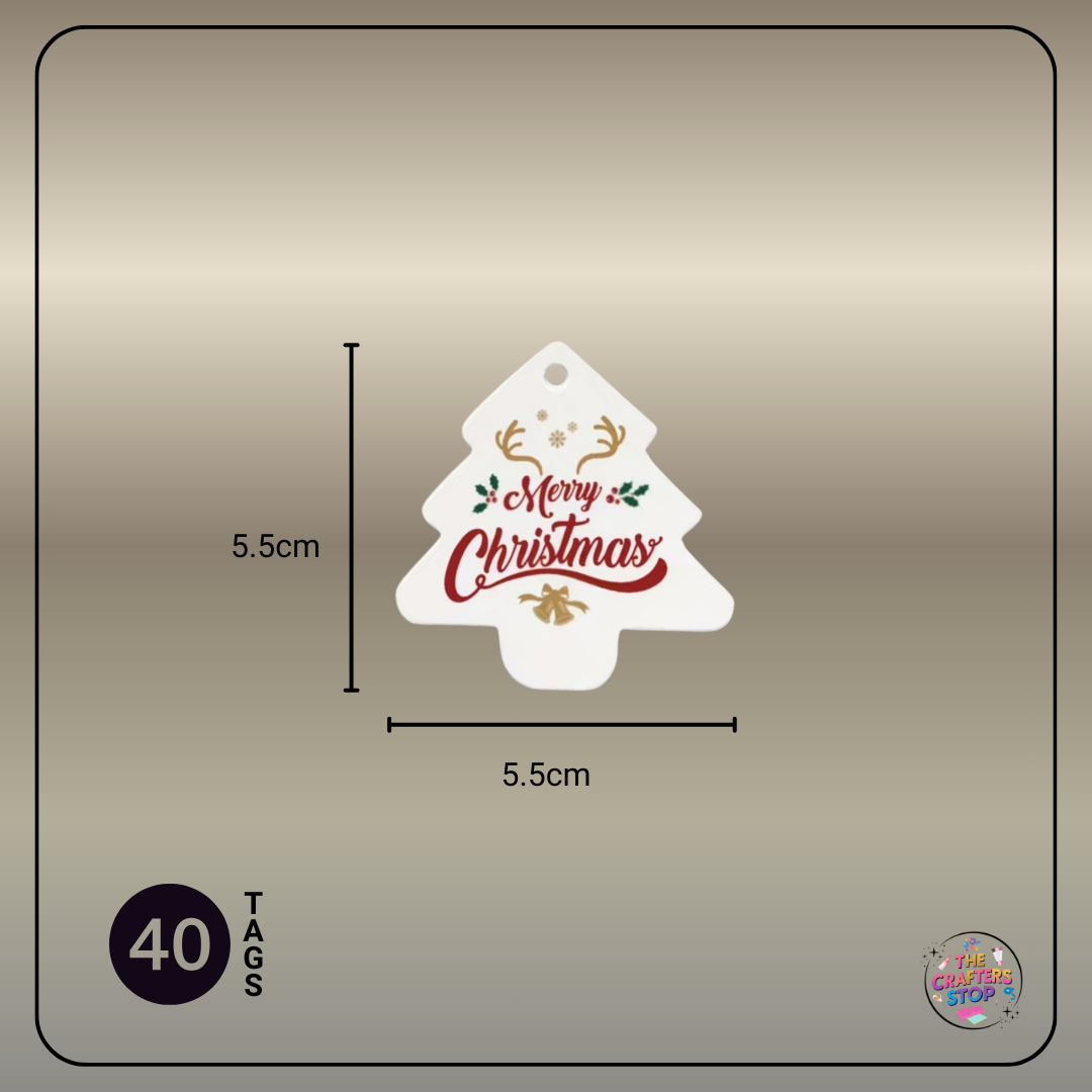 "Merry Christmas" Tree Shaped Tags