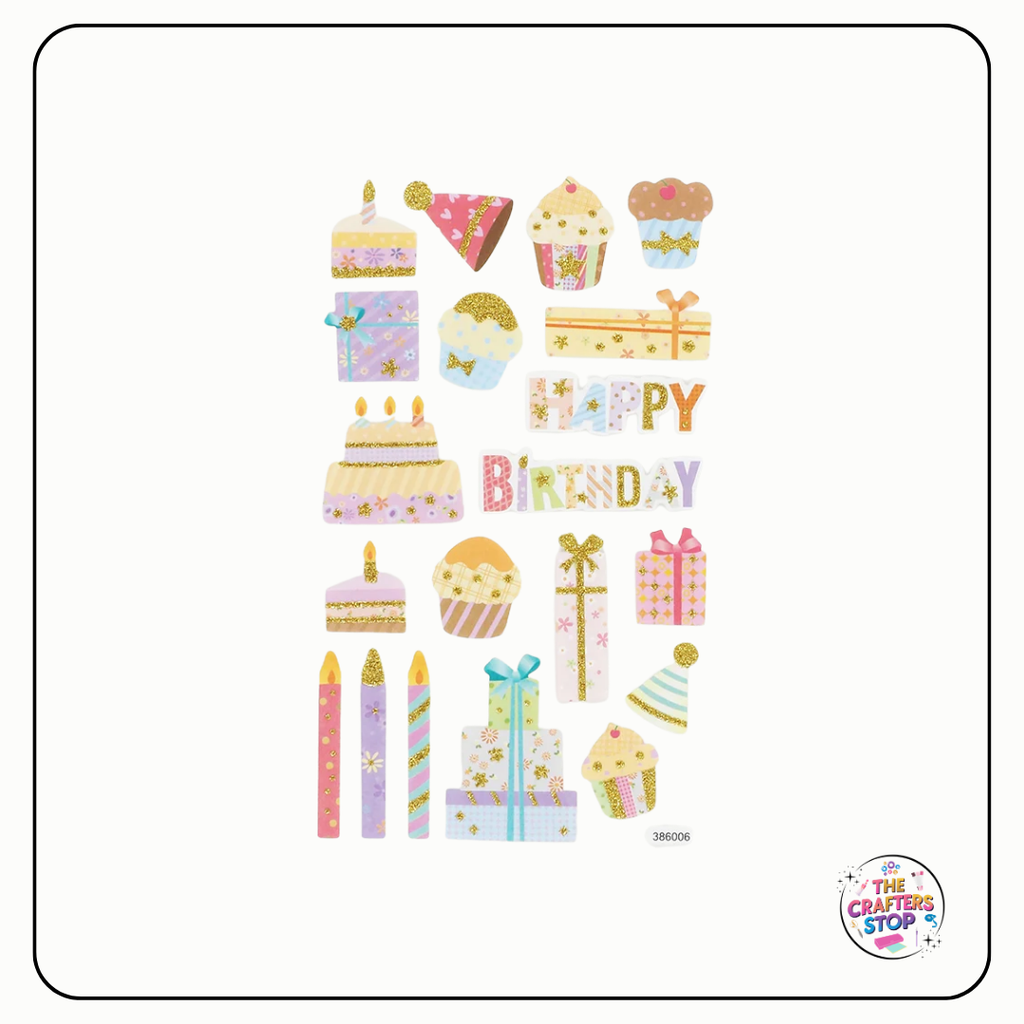 Happy Birthday Glitter Foam Stickers