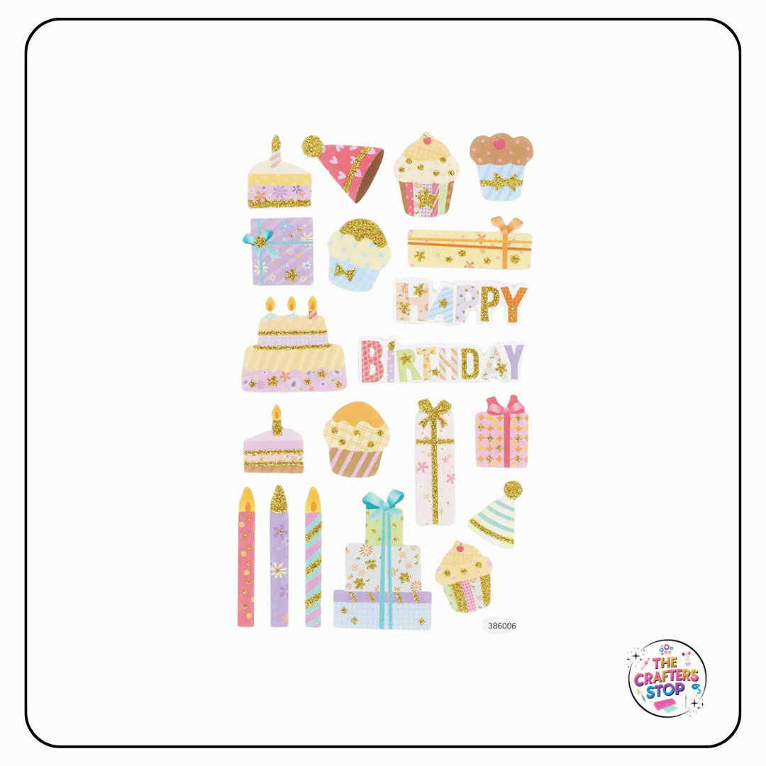 Happy Birthday Glitter Foam Stickers