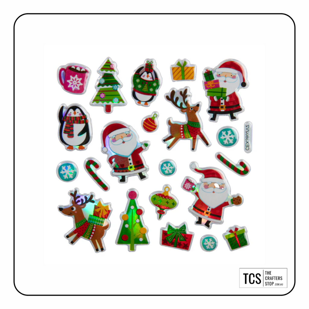 Christmas Santa & Friends 3D Foil Stickers