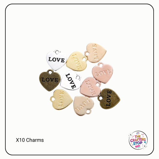 Heart "LOVE" Metal Charms (3 Colours)
