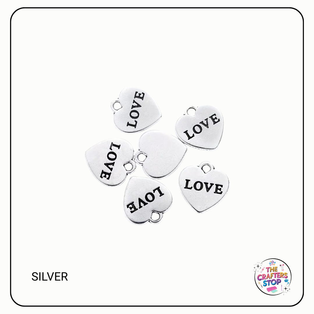 Heart "LOVE" Metal Charms (3 Colours)