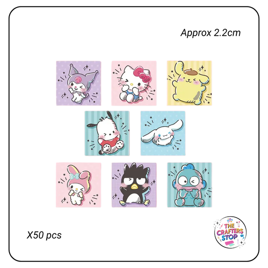 Cute Square Sanrio Character Scrapbooking Stickers