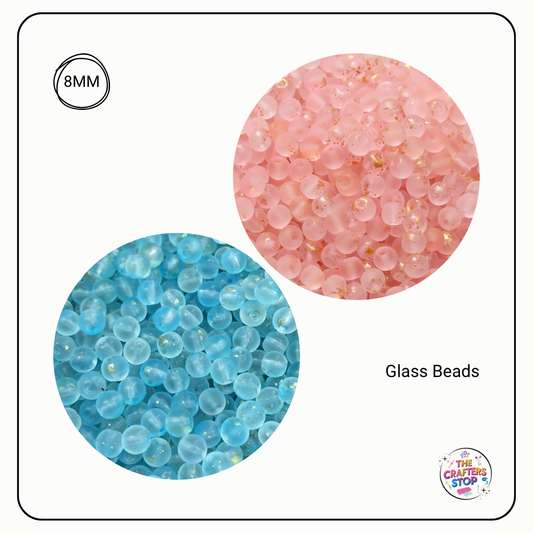 Frosted Glass Beads with Gold Splatter Effect