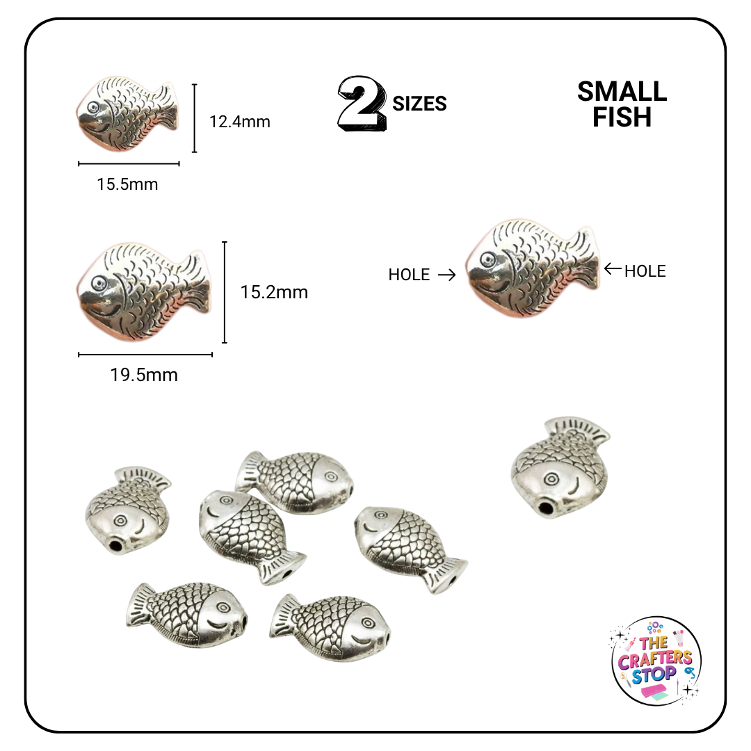 Metal Silver Fish Beads (Assorted designs)