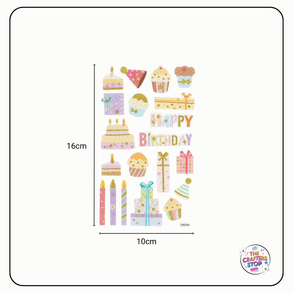 Happy Birthday Glitter Foam Stickers