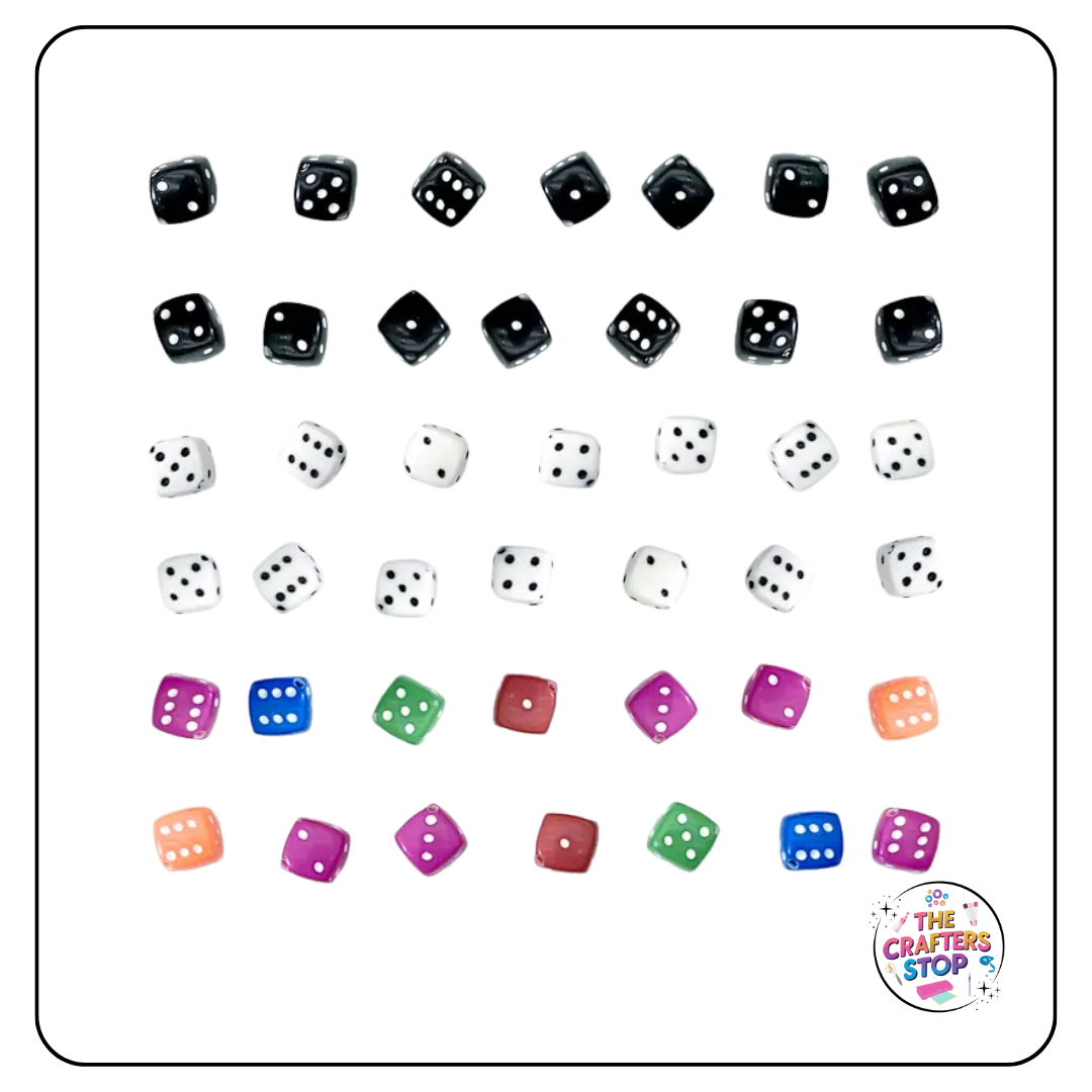Dice Beads - White, Black or Coloured
