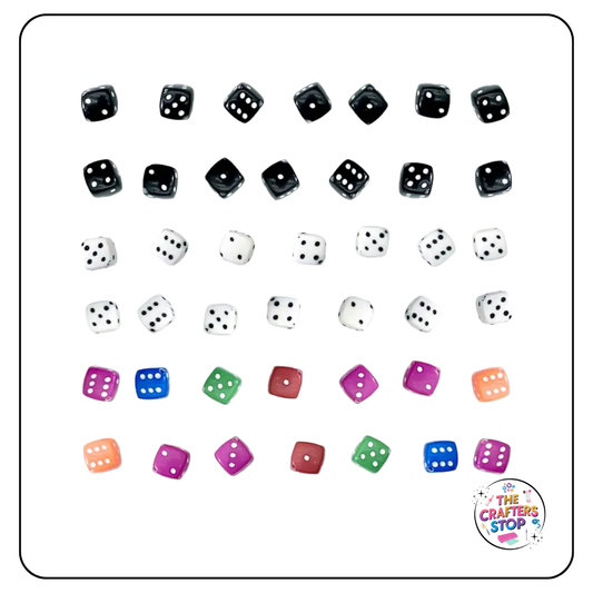 Dice Beads - White, Black or Coloured