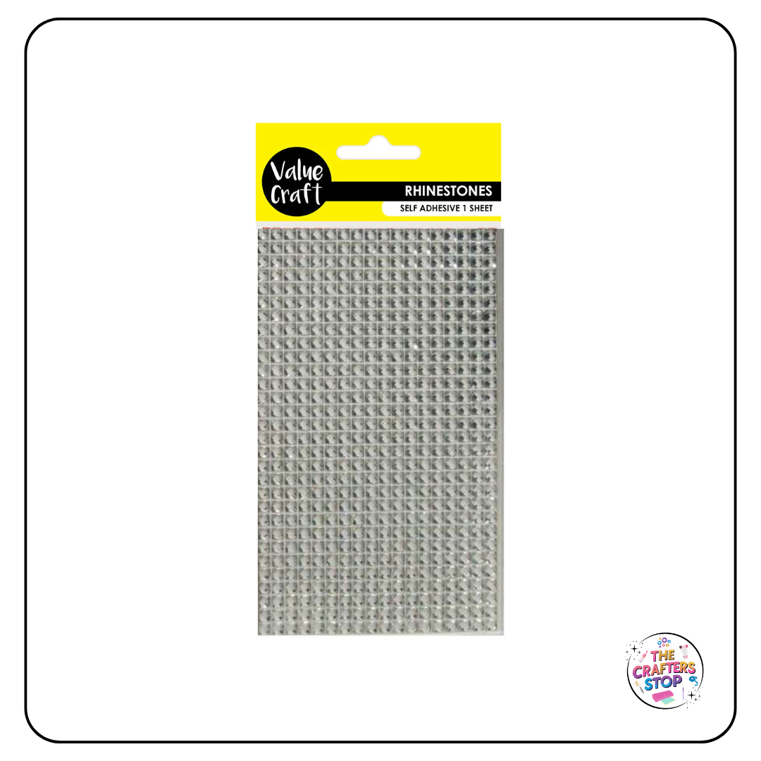 Craft Self Adhesive Square Rhinestone Sheets - 6 Colours