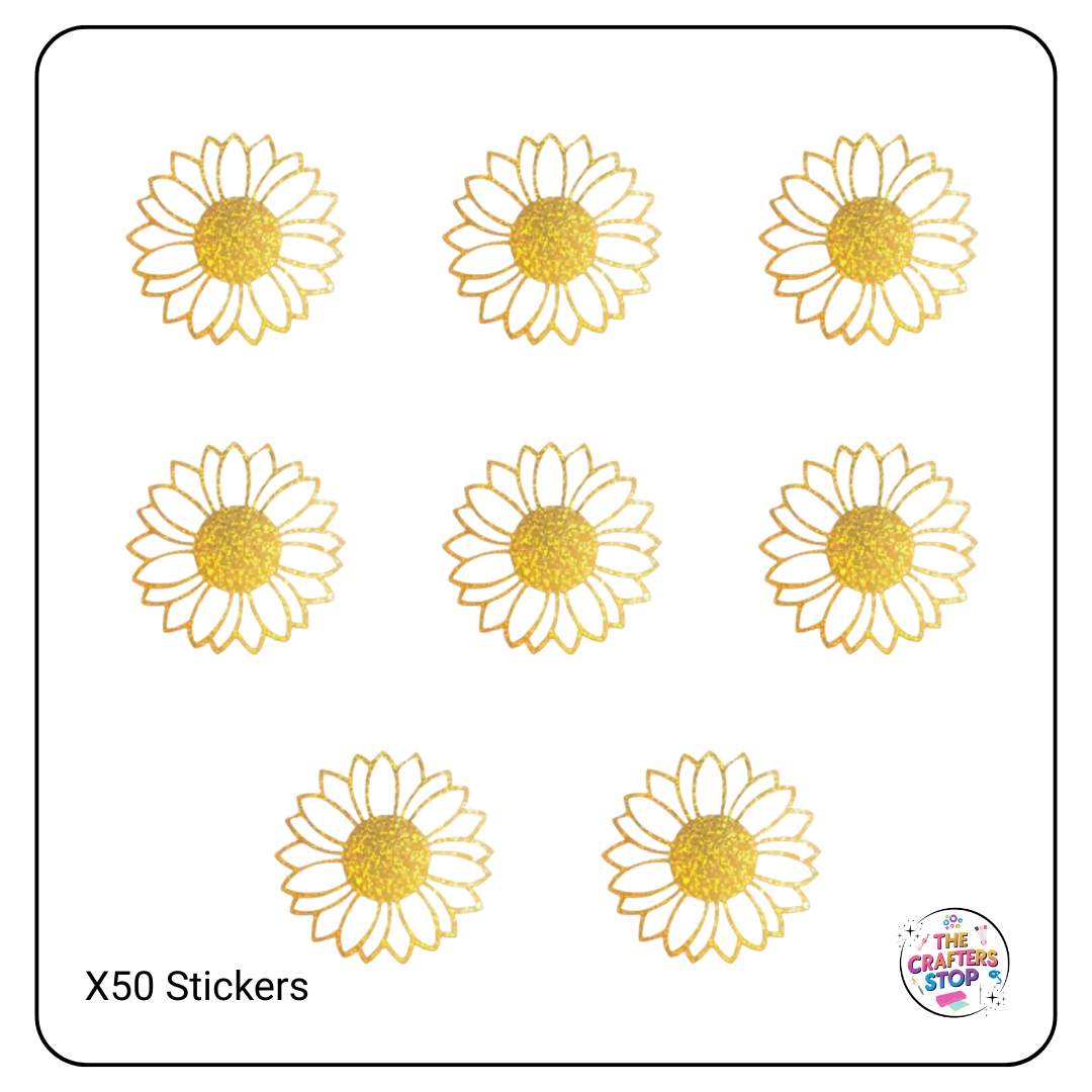 Gold Sunflower Scrapbooking Stickers