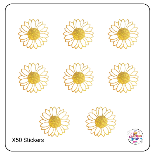 Gold Sunflower Scrapbooking Stickers