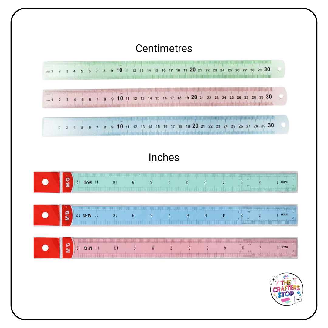 Aluminium Metal Ruler (12"/30cm) 3 Colours