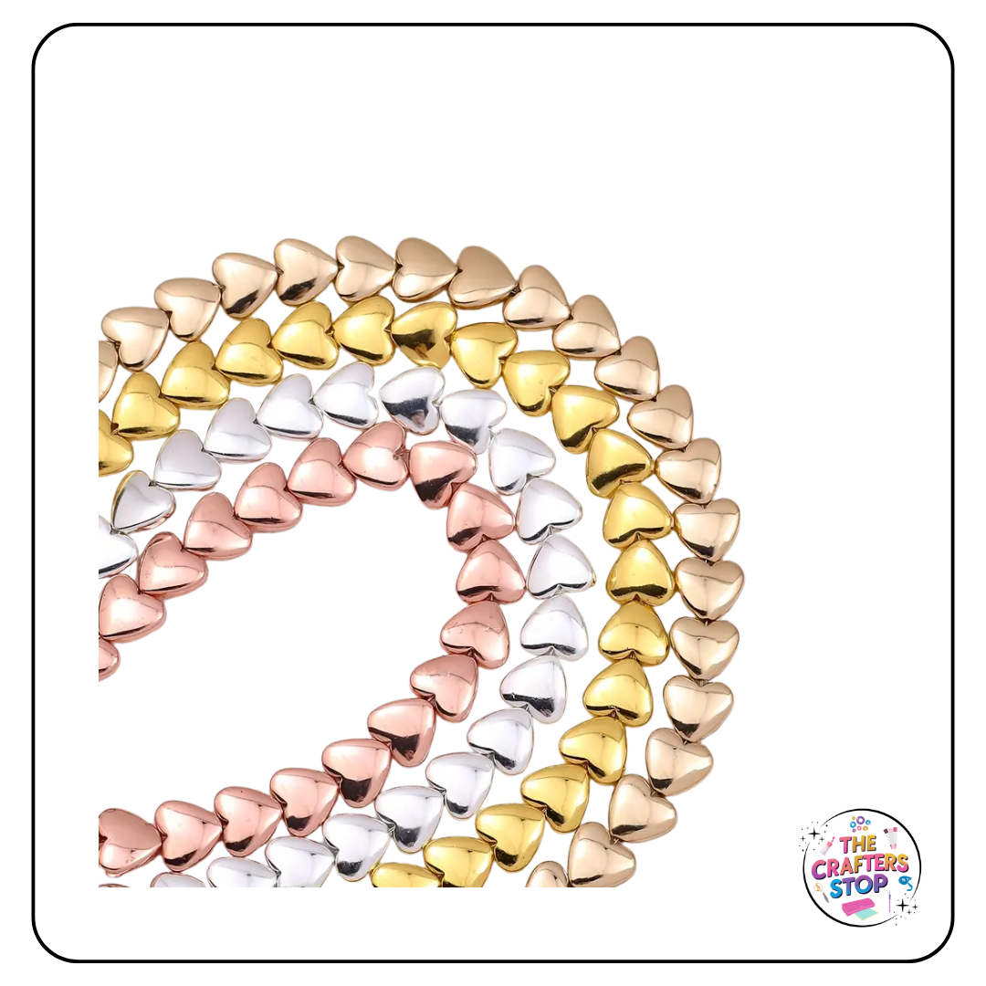 Heart Shaped Metallic Beads