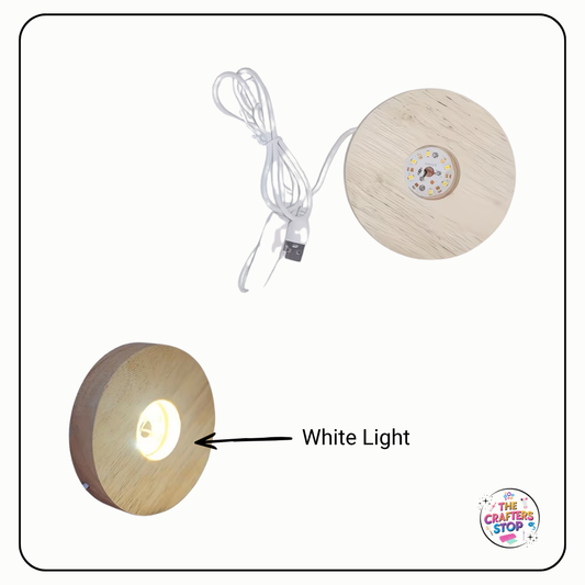 Round Wooden Display LED Light Base (6cm)
