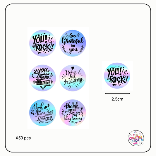 Silver Inspirational Words Stickers (X50pcs)