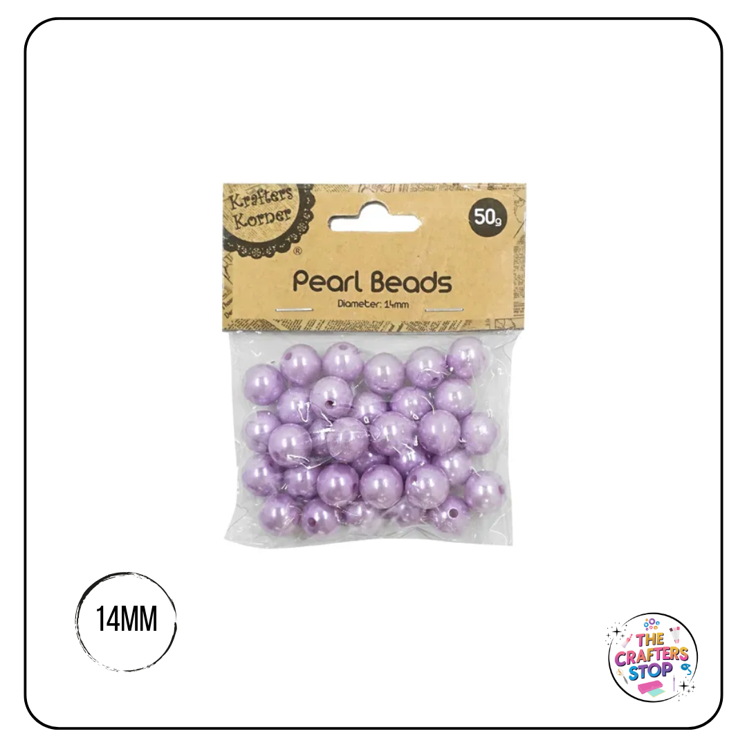 14mm Round Pearl Beads